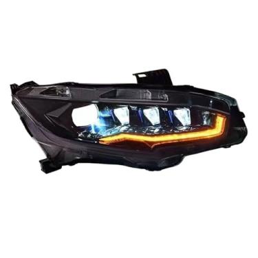Imagem de Luzes de carro compatíveis com faróis cívicos 2017-2020 LED farol lente do projetor sinal dinâmico DRL farol acessórios de feixe