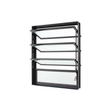 Imagem de Janela Basculante em Alumínio Preto Caribe Max 80x60x6cm 4 Folhas Jap