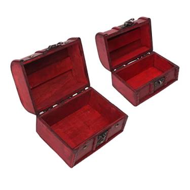 Imagem de Conjunto de Caixa de Joias Vintage de Madeira para baú de Tesouro, Estilo retrô, Presente para Amigos e Família, Adequado para Armazenamento de Joias, Armazenamento de Maquiagem,