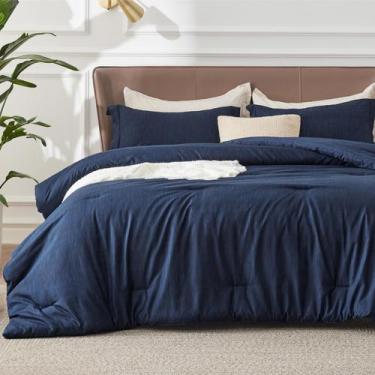 Imagem de Conjunto de Edredom Bedsure King Size Azul Marinho - 3 Peças