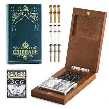 Imagem de Jogo de Cribbage de Madeira com Estojo para Viagem - Para Crianças e A