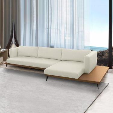 Imagem de Sofá Sala de Estar Living Design Moderno 330cm Mesa Lateral Pés de Fer