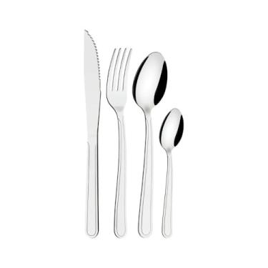 Imagem de Conjunto Jogo de Talheres 72 peças Aço Inox 24 Facas 24 Garfos e 24 Colheres de Mesa Casa Para Restaurante(36)