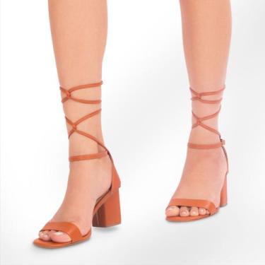 Imagem de Sandalias Feminino De Amarrar Salto Medio Bloco Grosso3.10 - Takata, M
