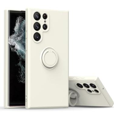 Imagem de LYJSMGZ Capa ultrafina para Samsung Galaxy S25 Ultra/S25 Plus/S25, capa macia protetora de silicone líquido com suporte de anel de sucção magnética para veículos, branca, S25 Ultra