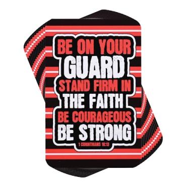Imagem de Dicksons Be On Your Guard 1 Corinthians 16:13 4 x 2,5 polegadas vermelho, branco e preto, cartão de bolso, conjunto de 12