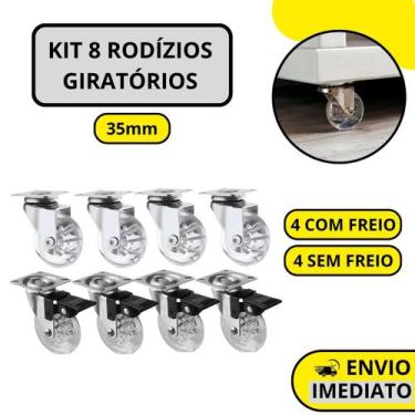 Imagem de Kit 8 Rodízio Giratório Em Gel Rodinha Silicone Para Móveis 35mm - HD 