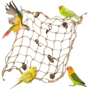 Imagem de Rede de corda de escalada de pássaros Tfwadx, grande – Brinquedos de mastigar de escada de corda de pendurar de rede de balanço de ratos para Budgies Ararara Cockatoo Budgie African Grey Parakeet Hamster Rat