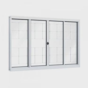 Imagem de Janela de Aço de Correr 100x150cm 4 Folhas com Grade e Vidro Liso Riobras