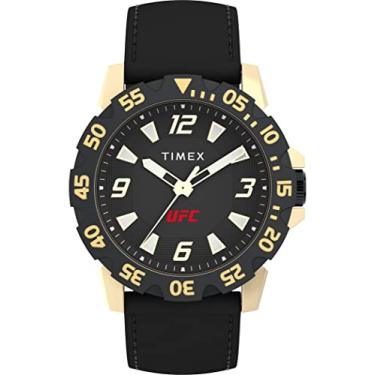 Imagem de Timex Relógio masculino UFC Champ de 42 mm - pulseira preta com mostrador preto e caixa dourada, Preto