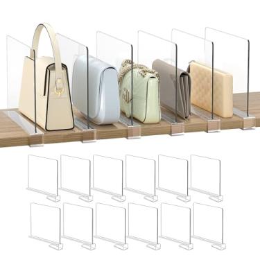Imagem de Divisórias de prateleira organizador de bolsa para armário: 12 pacotes de acrílico organizador de armazenamento para bolsas, embreagens, roupas, suéter, toalha