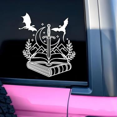 Imagem de Fantasy Dragons Bookish Car Decal Funny ACOTAR Fourth Wing Sword Boook Humor Acessórios para Janela de Carro Afirmações Vinil Impermeável 15 cm Decalque Decalque Presente para Mãe Pai Amigo Colega de