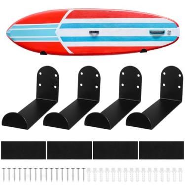 Imagem de Pacote com 4 suportes de exibição universais para skate e prancha de surfe, cabides de parede de prancha de surfe de aço inoxidável, suportes de skate sólidos, funciona com pranchas de surf