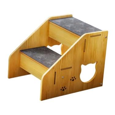 Imagem de ＡＷＨＡＯ Escada de cão de madeira escada de gato etapa 2 degraus escalada portátil anti deslize rampa de cachorro escada para gatos mais velhos sofá sofá carro