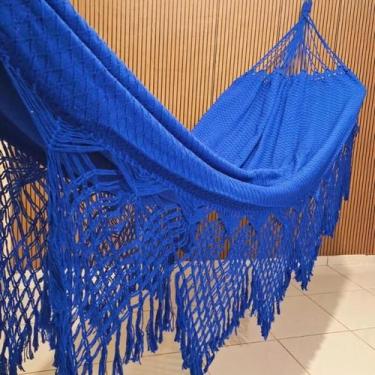 Imagem de rede de dormir descanso casal azul Royal  Algodão suporta 300kg varand