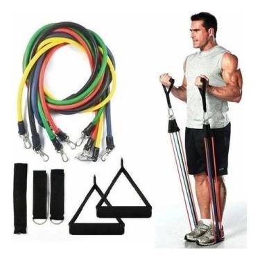 Imagem de Kit Elástico Funcional Ginástica Musculação Exercício Fitnes - alfasho