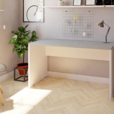 Imagem de Mesa Escritório 160cmx70cm Corp Bramov Branco Cinza Cristal