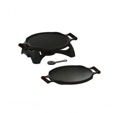 Imagem de Rechaud Redondo Dupla Face Ferro Alça Silicone Preta