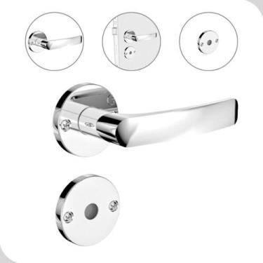 Imagem de Fechadura Para Porta Banheiro Quarto Reta Cromada Parta ROS23 (40X53) 