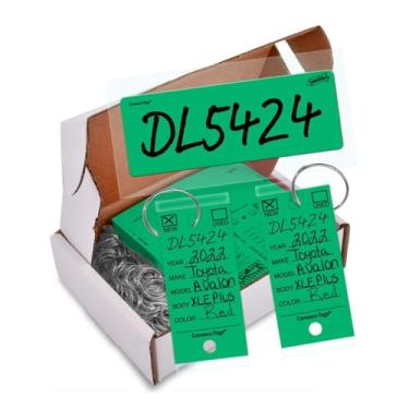 Imagem de Etiqueta Consecu-Tag Versa em branco - 125 etiquetas de chave com chaveiros - Adesivos de para-brisa de janela para carros novos e usados - Etiquetas para chaves de suprimentos de automóveis - Números