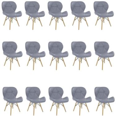 Imagem de Cadeira Estofada Eiffel Slim Wood Pés de Madeira (15, Cinza, 15)