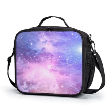Imagem de Kwlegh Lancheira Galaxy com alça de ombro para crianças, rosa, roxa, lancheira para meninas, durável, isolada, lancheira térmica, bolsa térmica para piquenique escolar