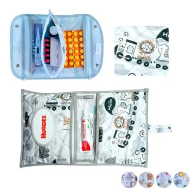 Imagem de Farmacinha Necessaire Porta Remédios Portátil + Porta Fraldas, lenço Umedecido e Pomada Menina MeninoPara Bebê(TRENZINHO)