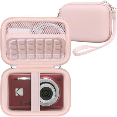 Imagem de RAIALL Estojo Para Câmera Digital Kodak Pixpro Friendly Zoom Fz55/Fz45/Fz43 De 16 Mp, Bolsa Viagem Câmeras Compactas, Adaptador Carregamento Com Bolso Malha, Cabo Usb, Baterias Cartão Sd, Rosa