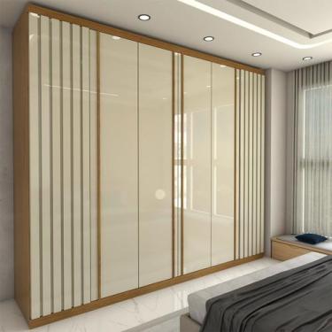 Imagem de Guarda-Roupa Casal Travelle New 6 Portas 4 Gavetas Ripado 100% Mdf Nat