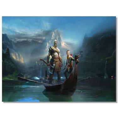 Imagem de KTSIM Arte de parede de jogo God Of War Games Poster para fãs de PC sala de jogos quarto decoração de parede impressão de arte em tela para adolescentes meninos meninas presentes de aniversário e
