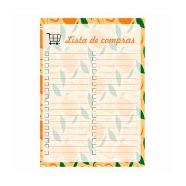 Imagem de Bloco de notas lista de compras com imã de geladeira frutas A6 anotação (pessego)