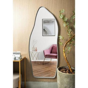 Imagem de Espelho Grande Orgânico Moldura Aluminio 115x60 Decorativo Sala Loja -