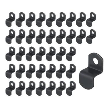 Imagem de Mewutal 40 peças clipes de tela plana offset de 3/20.3 cm de profundidade clipes de moldura de foto de metal preto com parafusos grampos de espelho em forma de Z clipes de espelho offset resistentes