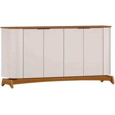 Imagem de Buffet Serena com 4 Portas e Pés de Madeira Maciça New Ceval Cor Ipê Off White