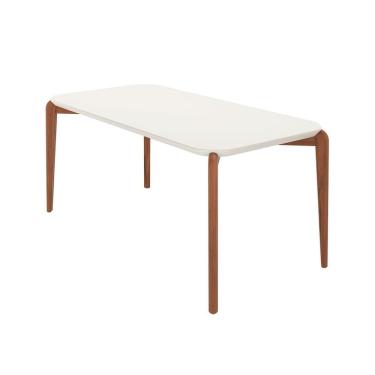 Imagem de Mesa de Jantar Retangular com Tampo de Vidro Off White Donatella Natural 219 cm