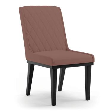 Imagem de Cadeira Sala De Jantar Base Madeira Preto Sofia Veludo Rosê D03 - D'rossi