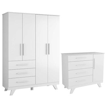 Imagem de Jogo de Quarto Infantil Retrô Guarda Roupa e Cômoda - Móveis Peroba