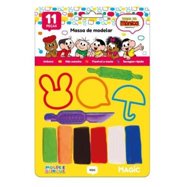 Imagem de Massa de modelar 6 cores 4 moldes 1 faquinha - 102g - turma - Magic Ki
