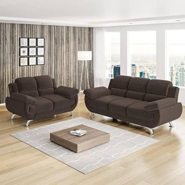 Imagem de Conjunto De Sofá 2 E 3 Lugares Suede Café Avalon Linoforte Café