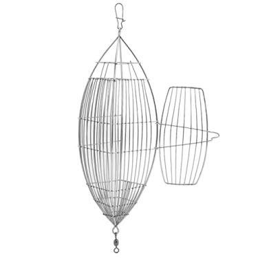 Imagem de QANYEGN Gaiola de isca de pesca, gaiola de atração de aço inoxidável, suporte para alimentador de cesta de armadilhas para pesca de carpa para iscas de peixe de caranguejo de camar (Extra extra