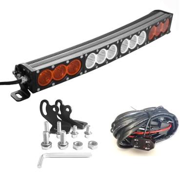 Imagem de Barras de luz LED curvadas de 17 polegadas 90 W Offroad para captador de carro, SUV 4WD UTV, caminhões, barco, telhado, trator de rocha, 4 x 4, combo de ponto de barco 12 V 24 V, lâmpada de condução de carro, duas cores, âmbar branco