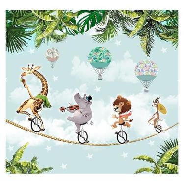 Imagem de Papel de Parede Adesivo Infantil Safari Balões Bebe Quarto Menino - 57