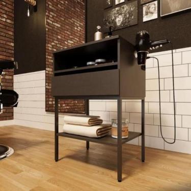 Imagem de Bancada Auxiliar para Barbearia 1 Gavetas 1 Prateleira - Kolla Mobília