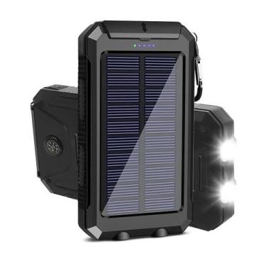 Imagem de Carregador Portátil Power Bank Solar Usb Preto - Generico