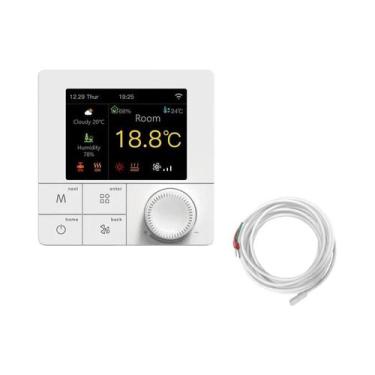 Imagem de Termostato Inteligente WiFi Tuya Com Controle Remoto De Umidade E Temp