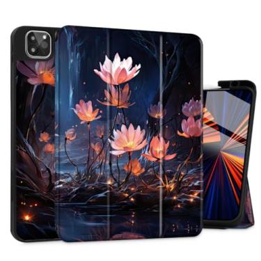 Imagem de Tuiklol Capa para iPad Pro 33.0 cm geração 7ª versão 2024 chip M4 - suporte embutido Pencil 2 / USB-C, capa traseira protetora fina com suporte inteligente de três dobras despertar/hibernar, flores
