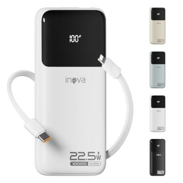 Imagem de Carregadores Portáteis, Bateria de Carregamento Rápido de 10000 mAh com Cabo de Saída USB-C (22,5 W) e iOS (10 W) Integrado, Compatível com iPhone, Android, Samsung Etc (Branco)