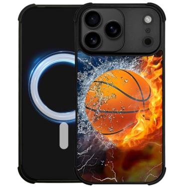 Imagem de DAIZAG Capa para Z10MJ Pro, [Compatível com Magsafe] Capa de telefone macia à prova de choque Air-Guard Corners para meninos e homens, basquete Ice Fire