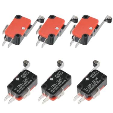 Imagem de BUYGOO 6 peças V-156-1C25 micro interruptor de limite com rolo de dobradiça SPDT ação instantânea de encaixe para Arduino CYT1046