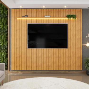 Imagem de Painel para TV até 75 Polegadas Ripado com LED DJ Móveis Trento 275 Ce